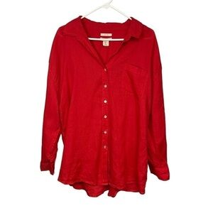 Christian Siriano Linen Button Down Tunic Large